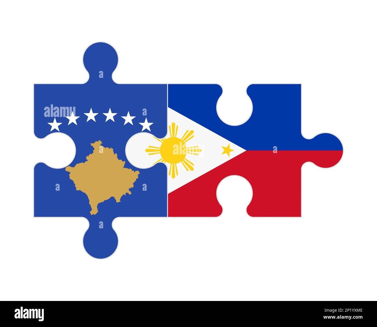 Connected puzzle of flags of Kosovo and Philippines, vector Stock Vector