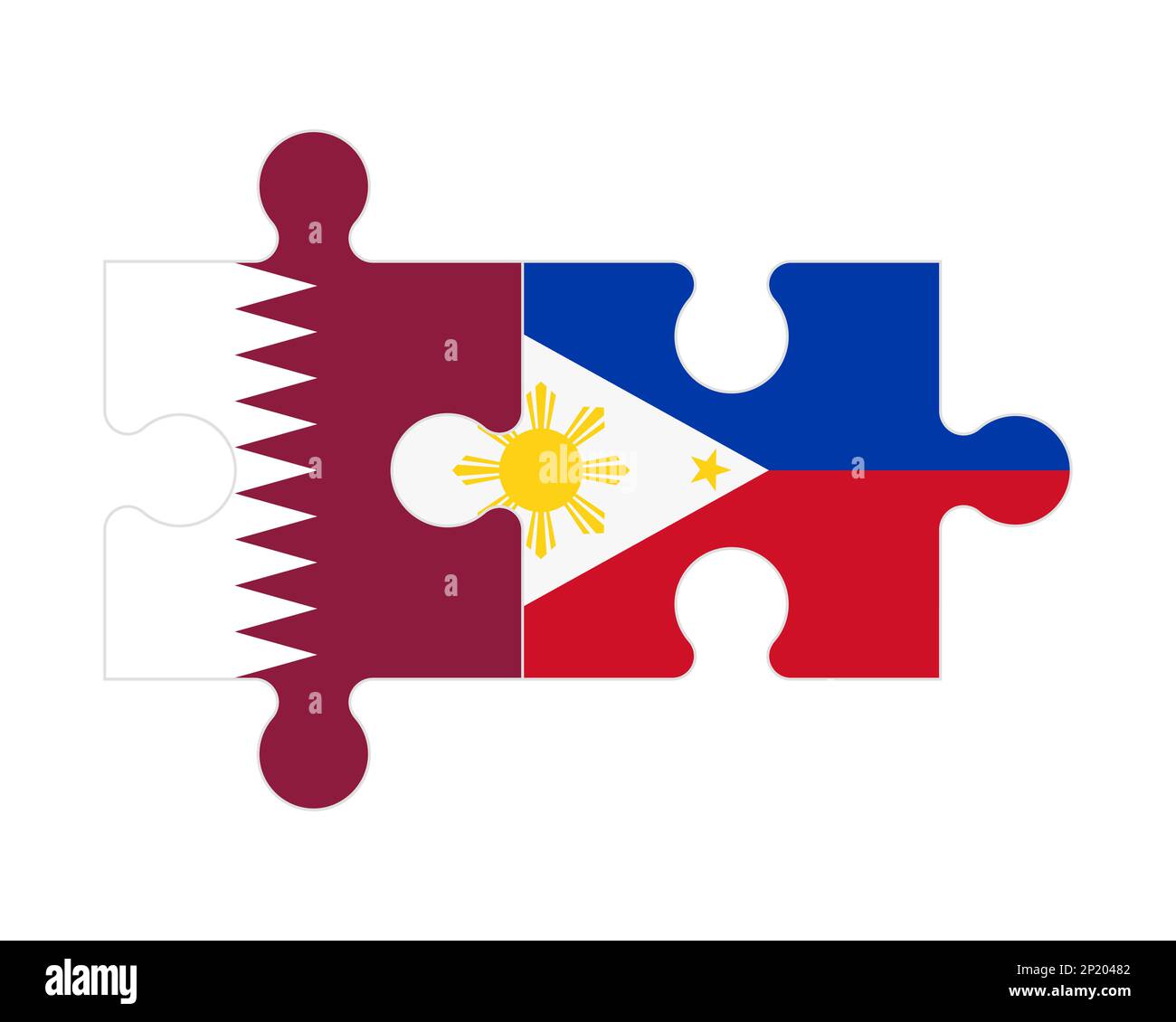 Connected puzzle of flags of Qatar and Philippines, vector Stock Vector