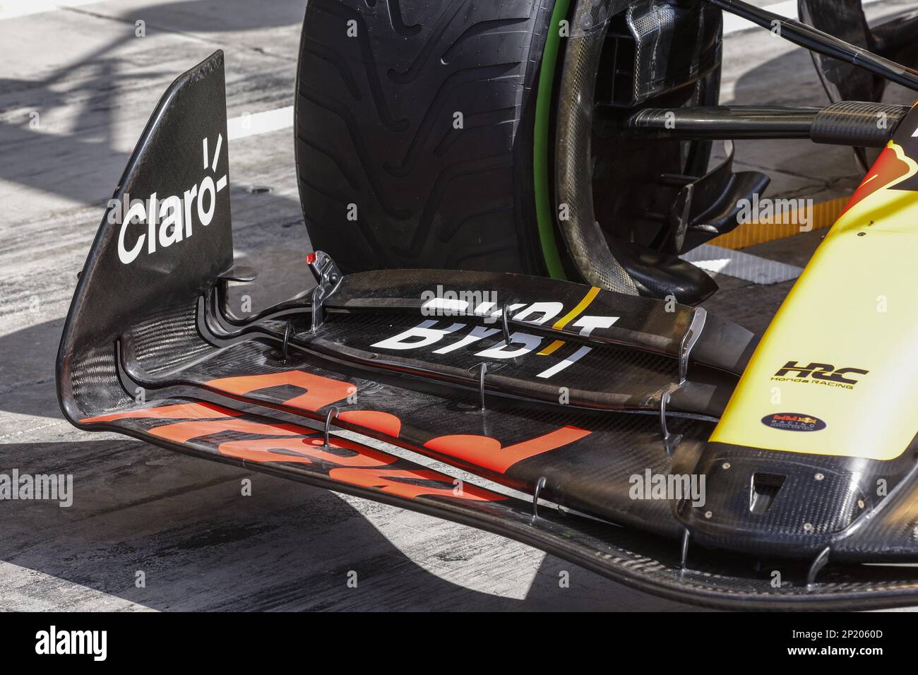 Red Bull Racing RB19, mechanical detail during the Formula 1 Gulf Air Bahrain Grand Prix 2023, 1st round of the 2023 FIA Formula One World Championship from March 2 to 5, 2023 on the Bahrain International Circuit, in Sakhir, Bahrain - Photo: Xavi Bonilla / DPPI/LiveMedia Stock Photo