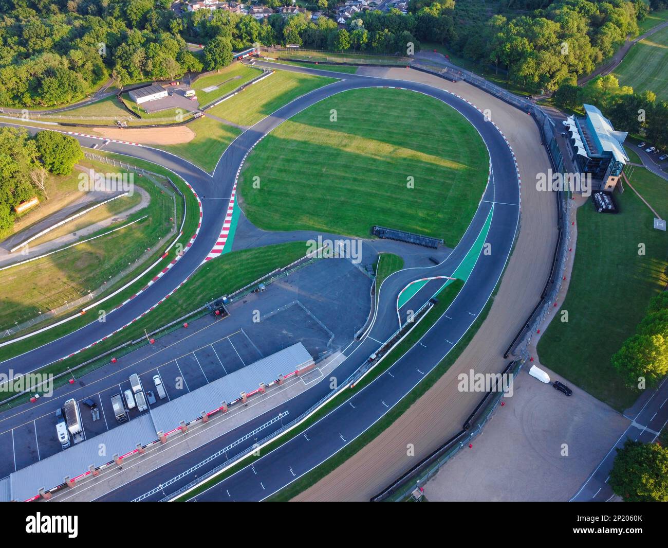 Aerial drone. Brands hatch circuit in Kent from above on a sunny day