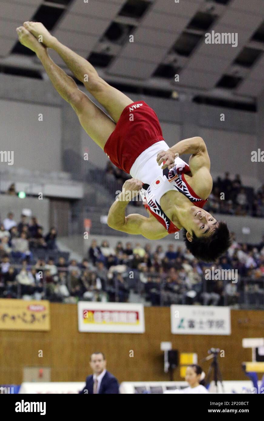 Kenzo Shirai performs a double backward somersault triple twisting ...
