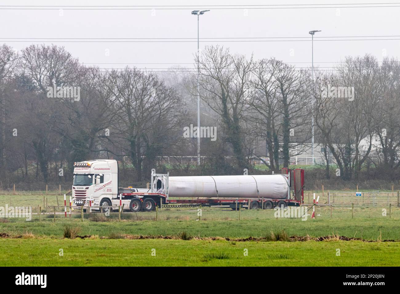 Lorry carry pylon section Stock Photo Alamy