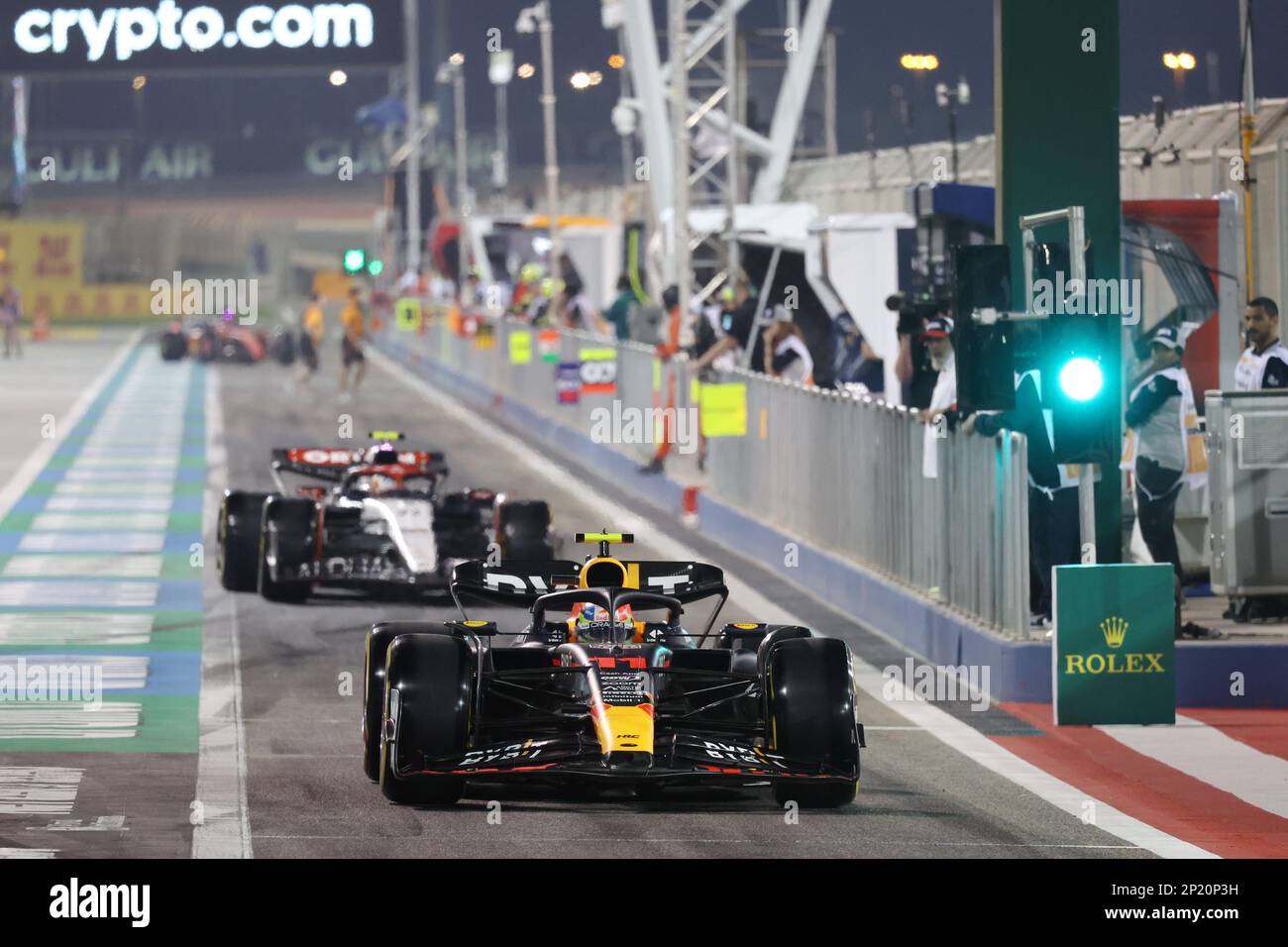 11 PEREZ Sergio (mex), Red Bull Racing RB19, action during the Formula 1 Gulf Air Bahrain Grand Prix 2023, 1st round of the 2023 FIA Formula One World Championship from March 2 to 5, 2023 on the Bahrain International Circuit, in Sakhir, Bahrain - Photo: DPPI/LiveMedia Stock Photo