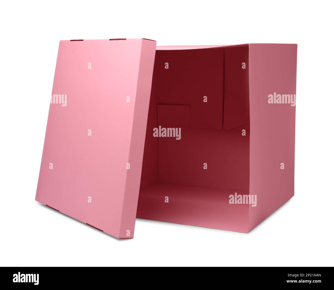 Pink gift box with cap isolated on white Stock Photo - Alamy