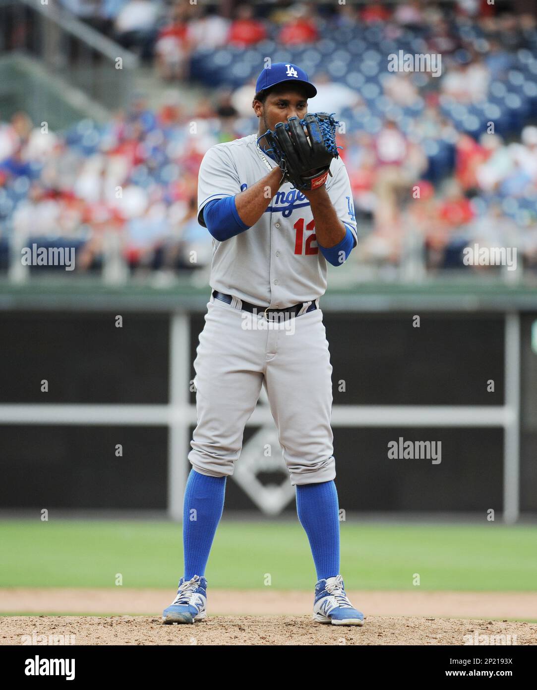 Los Angeles Dodgers pitcher Juan Nicasio (12) during game against the ...