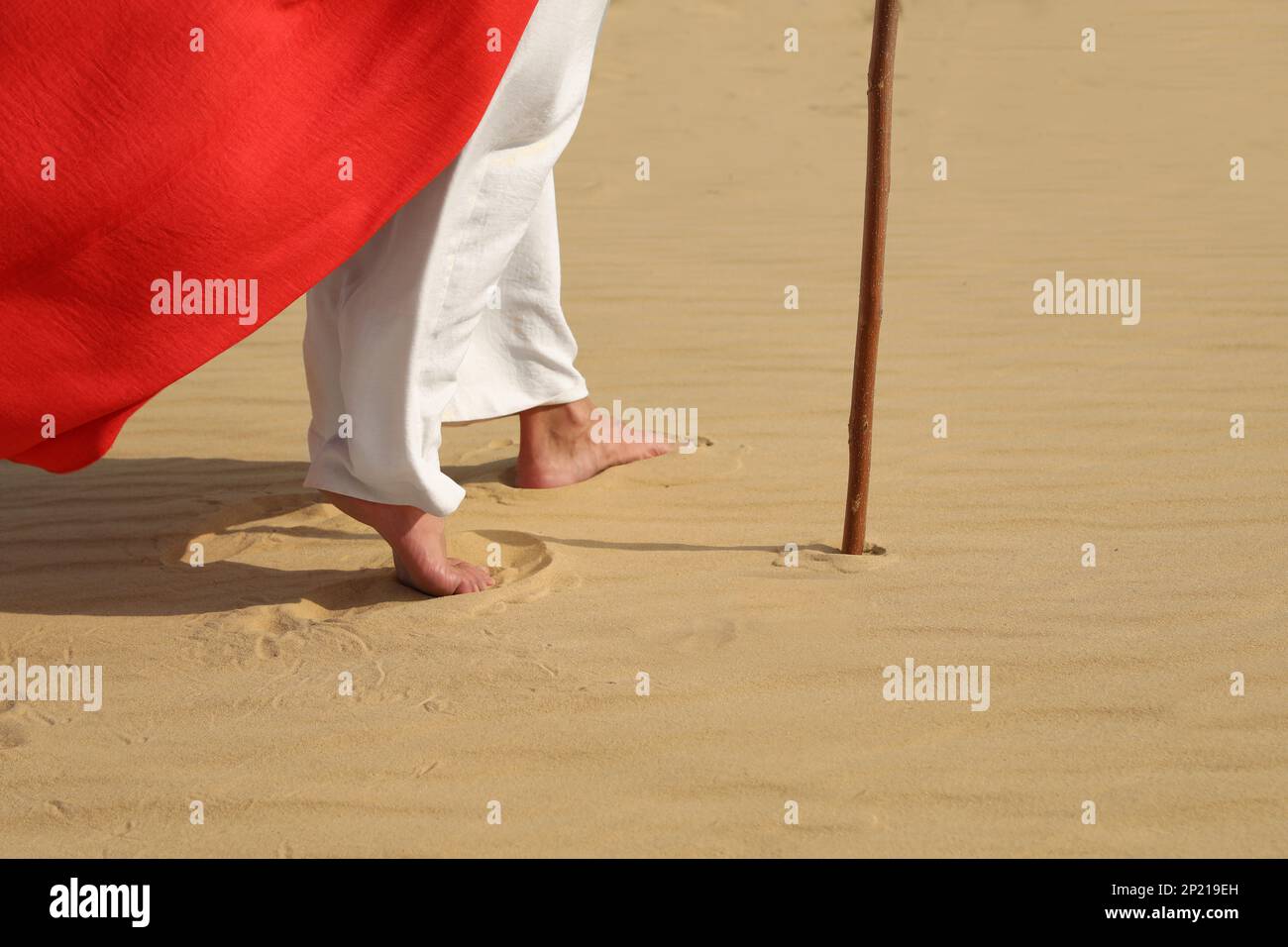 Jesus Christ walking in desert, closeup view Stock Photo - Alamy