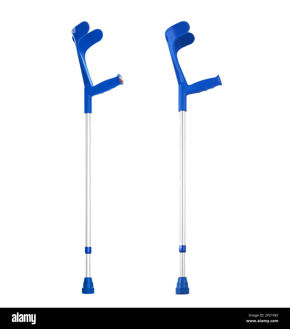 Two elbow crutches on white background, collage Stock Photo Alamy