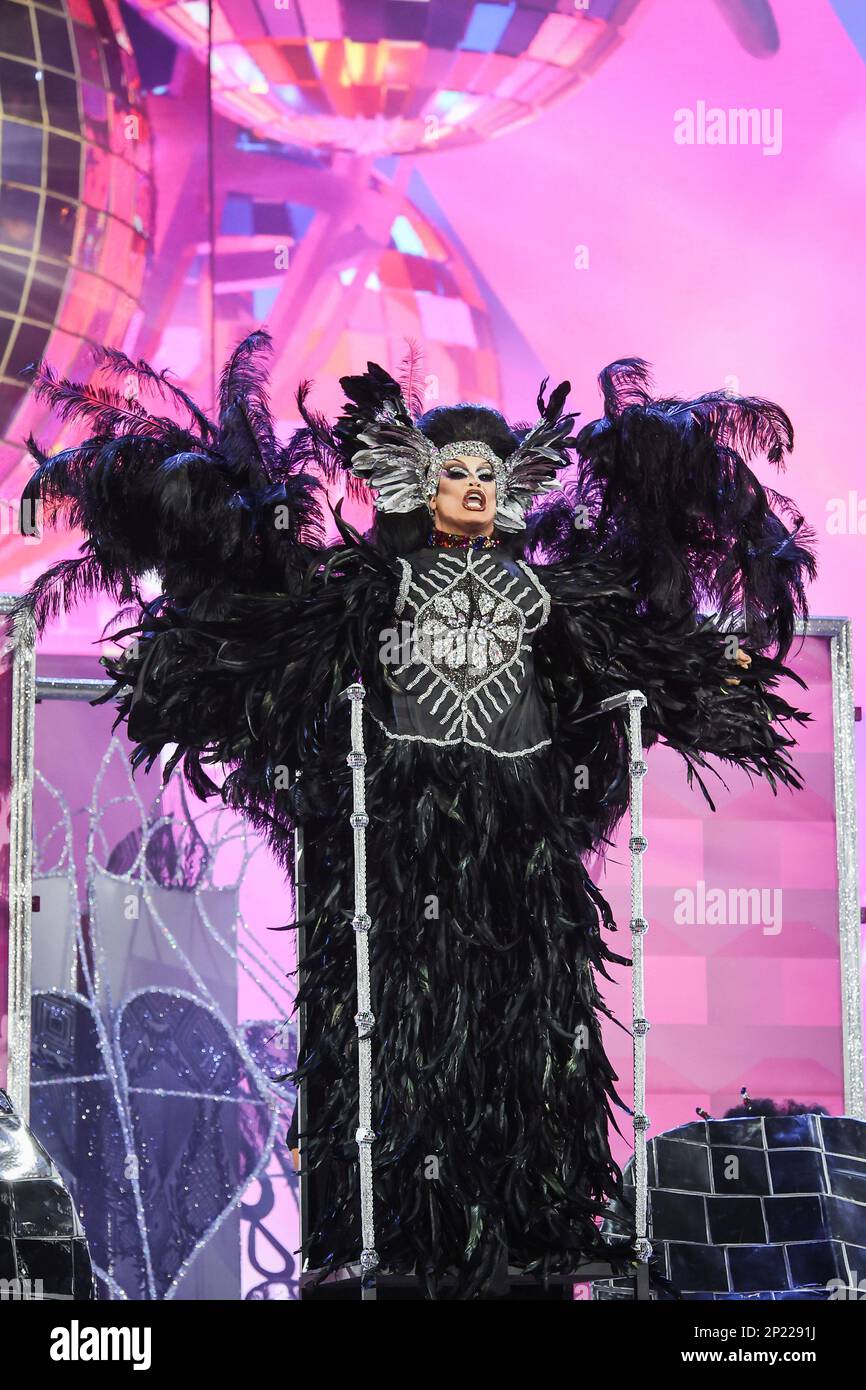 A Drag Queen performs during the Drag Queen Gala at Santa Catalina Park