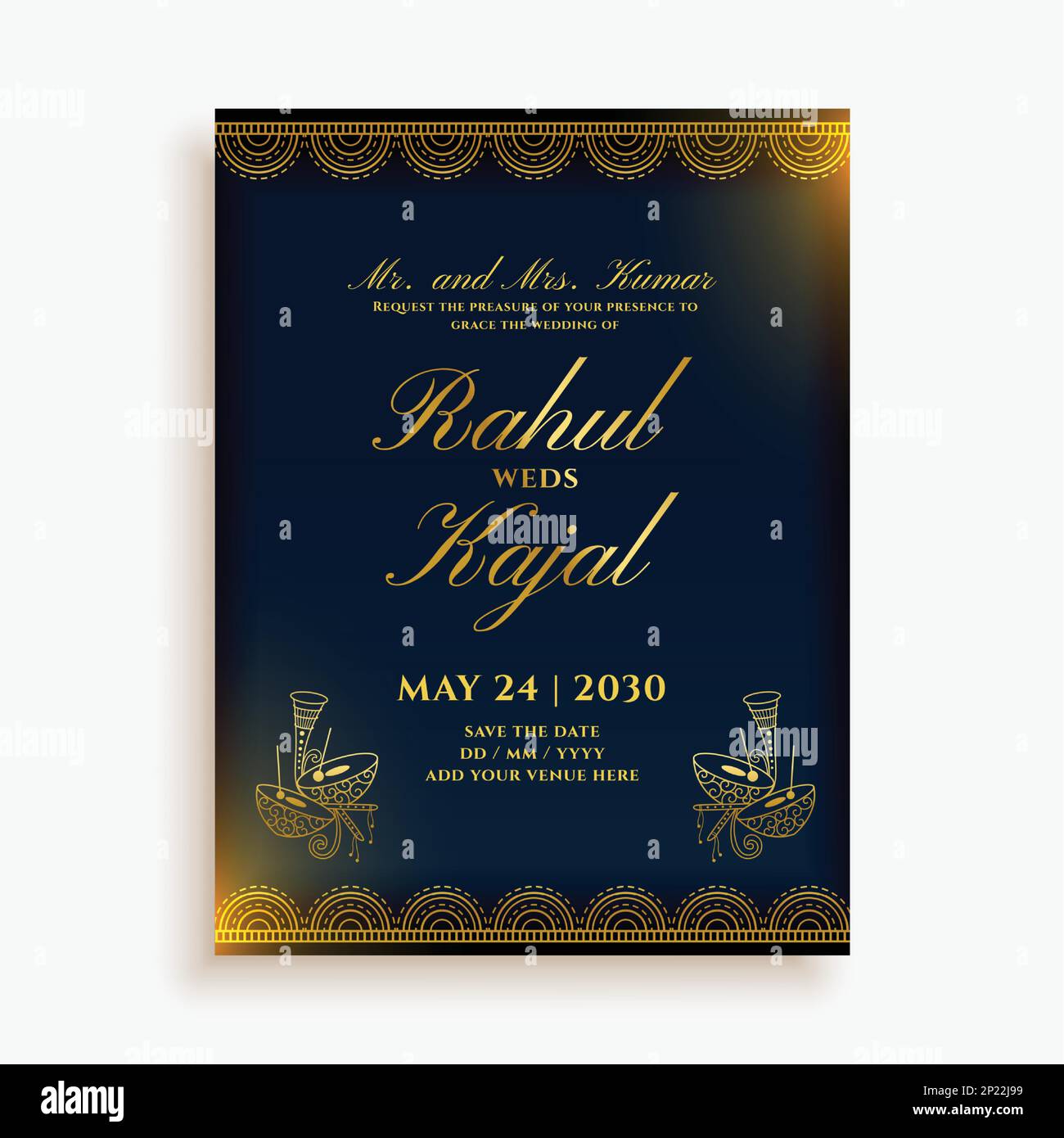 indian wedding announcement card in traditional style for the sagai