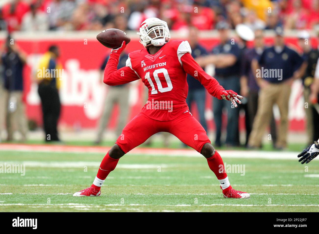 NOV 27 2015: Houston Cougars wide receiver Demarcus Ayers (10) reaches ...