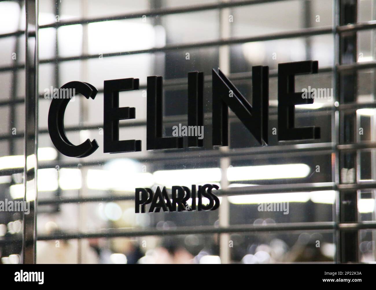 The logo of Celine (Céline) is seen at Omotesando in Minato Ward, Tokyo on  May 30, 2022. Celine (Céline) is a French luxury ready-to-wear and leather goods  brand owned by the LVMH (