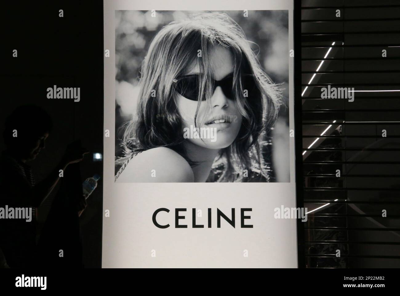 The logo of Celine (Céline) is seen at Omotesando in Minato Ward, Tokyo on  May 30, 2022. Celine (Céline) is a French luxury ready-to-wear and leather goods  brand owned by the LVMH (