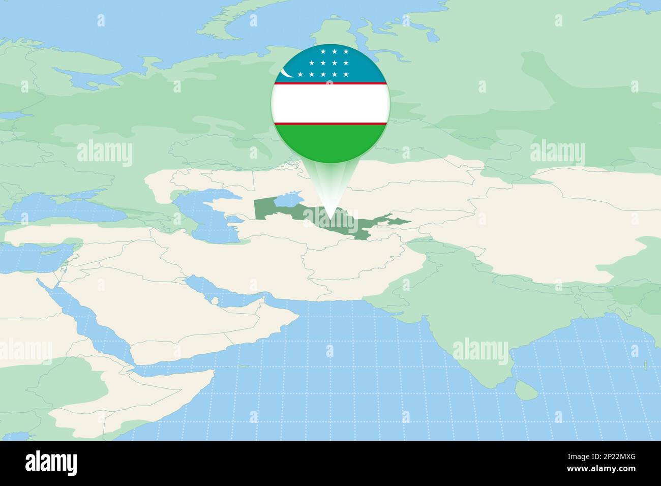 Map Illustration Of Uzbekistan With The Flag. Cartographic Illustration ...