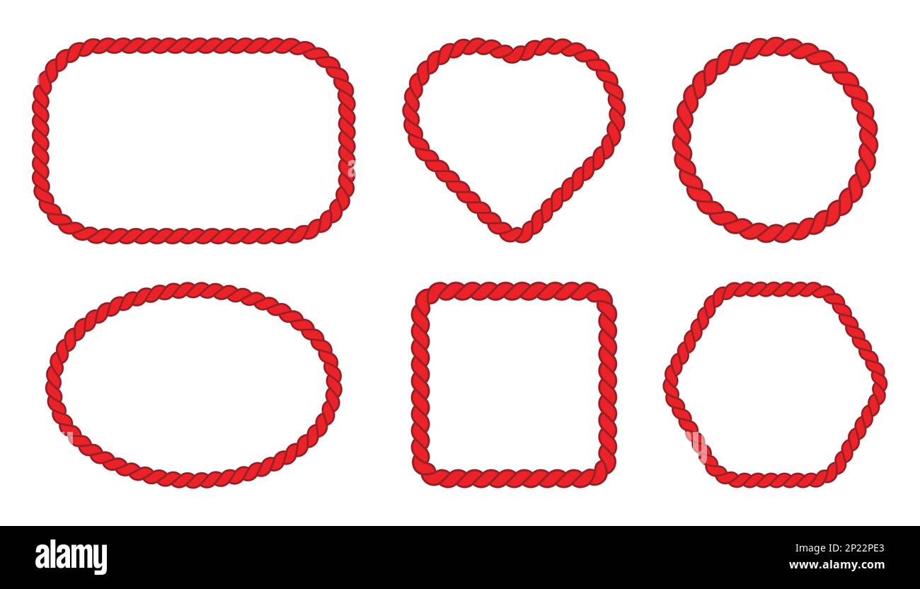 Collection of Beautiful Tied Knot Made of Red Ropes in Various Shapes