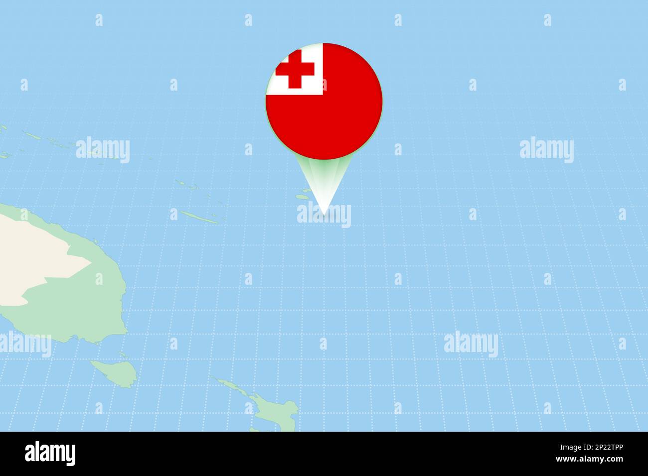 Map illustration of Tonga with the flag. Cartographic illustration of