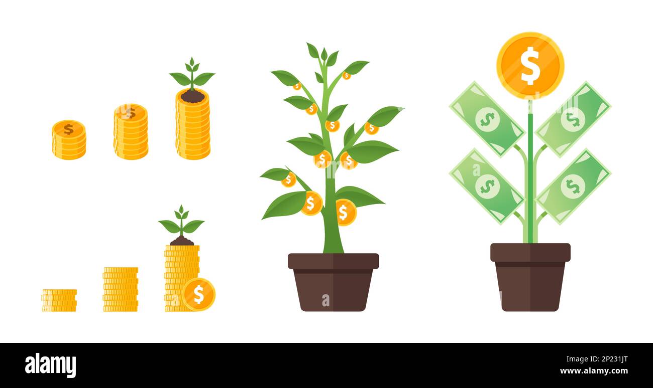 Business or Investment Money Tree Stock Vector