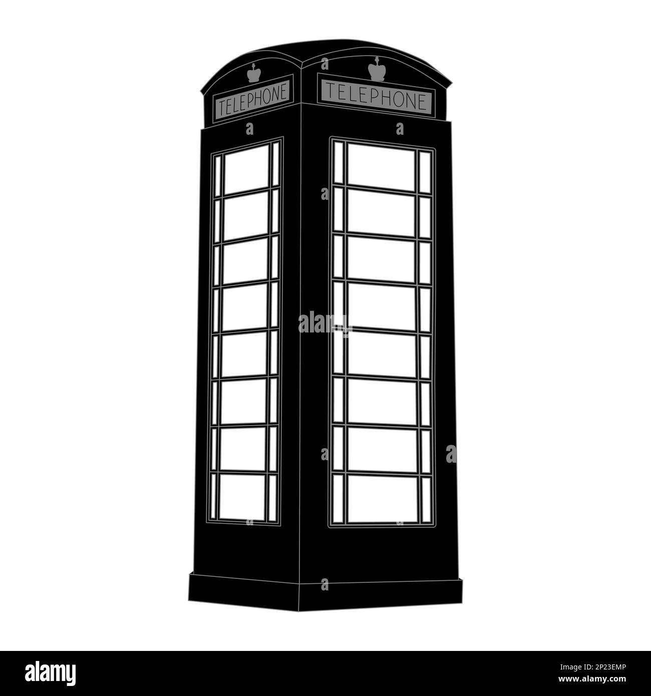 Telephone booth icon.London phone box symbol.British phonebox sign.British style phone cabin.English phone street box.UK classic culture object.Vector Stock Vector