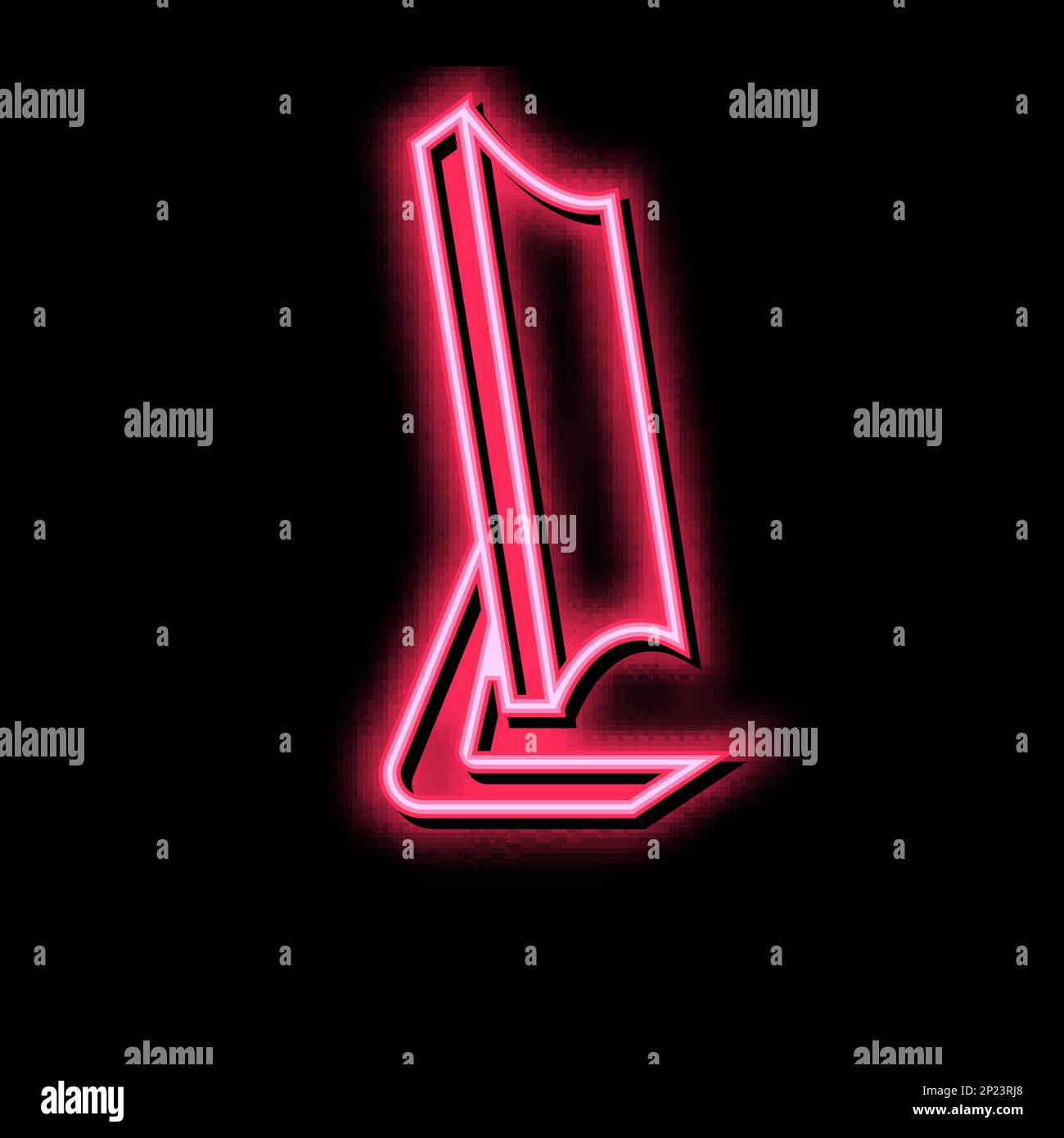 curved computer screen neon glow icon illustration Stock Vector Image ...