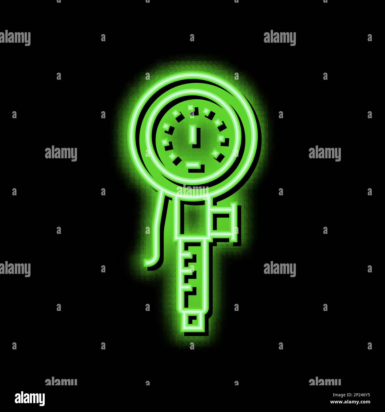 pressure measurement part of air compressor neon glow icon illustration