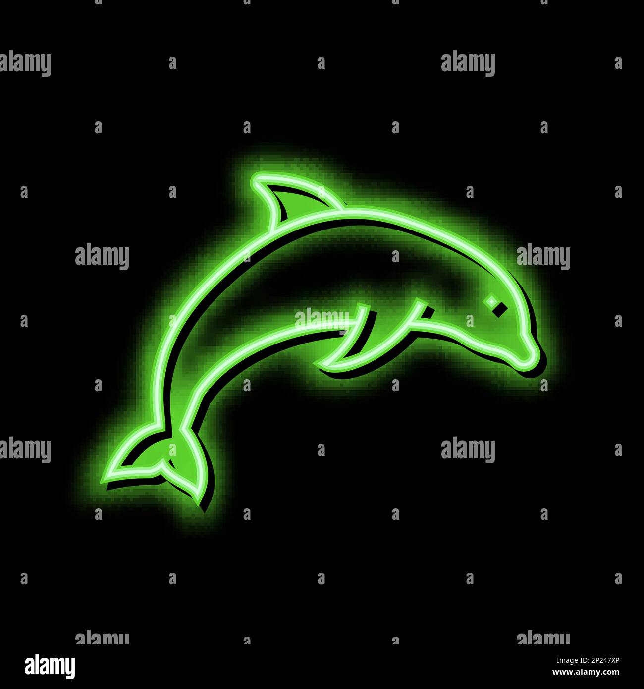 dolphin ocean neon glow icon illustration Stock Vector