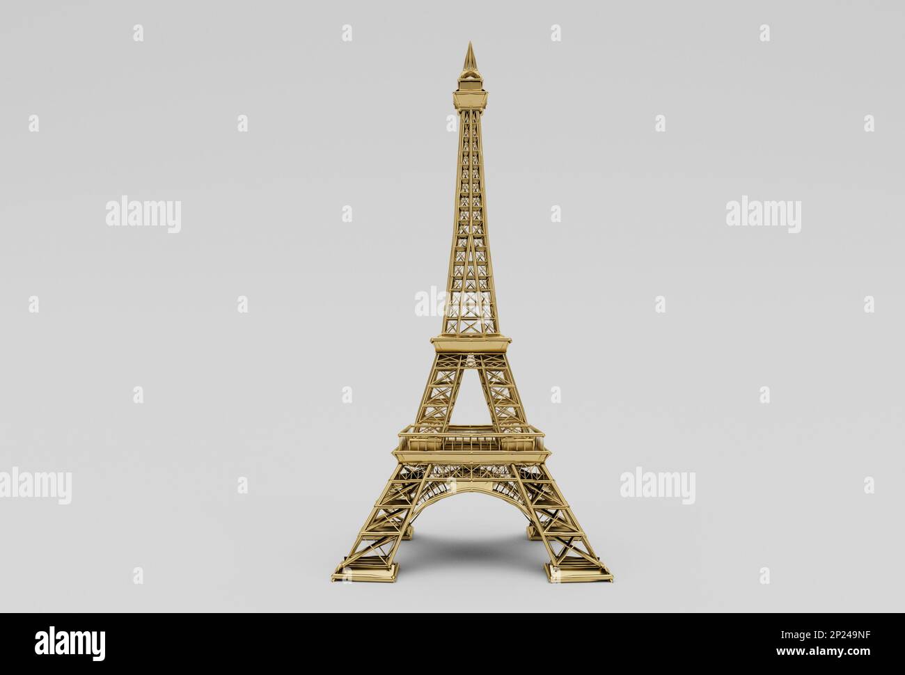 golden Eiffel Tower minimal 3d illustration on white background Stock ...