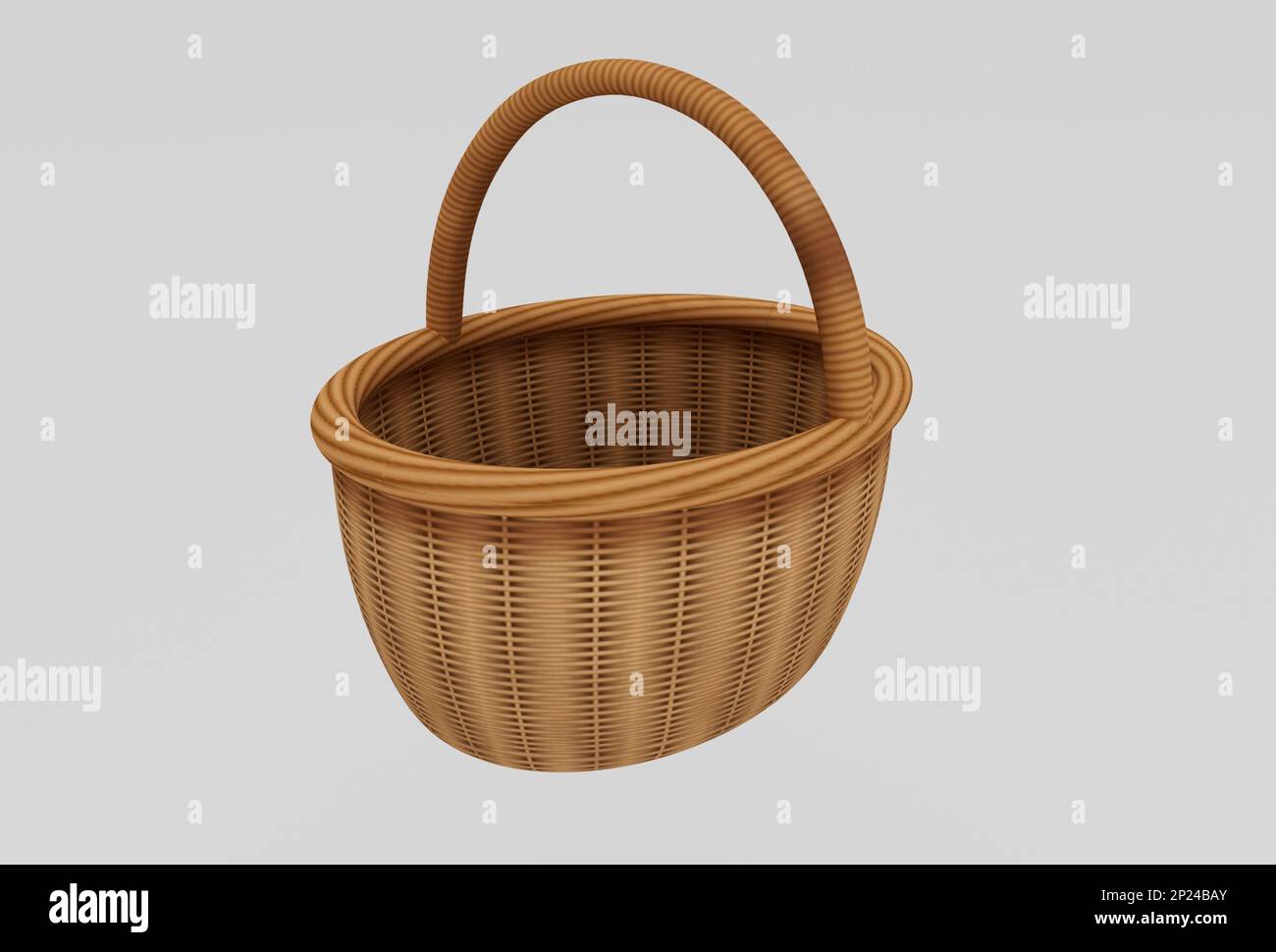 wooden Wicker basket 3d rendering on white background minimal 3d ...