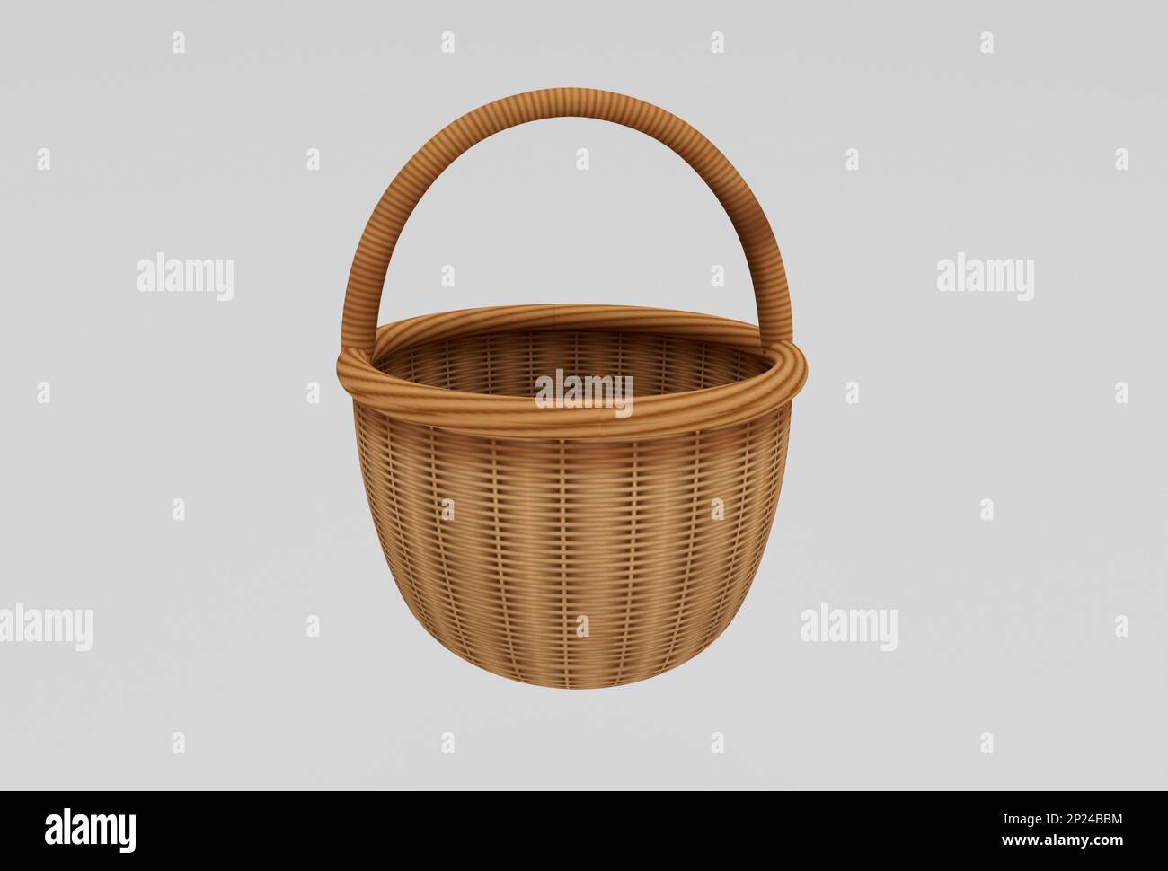 wooden Wicker basket 3d rendering on white background minimal 3d ...