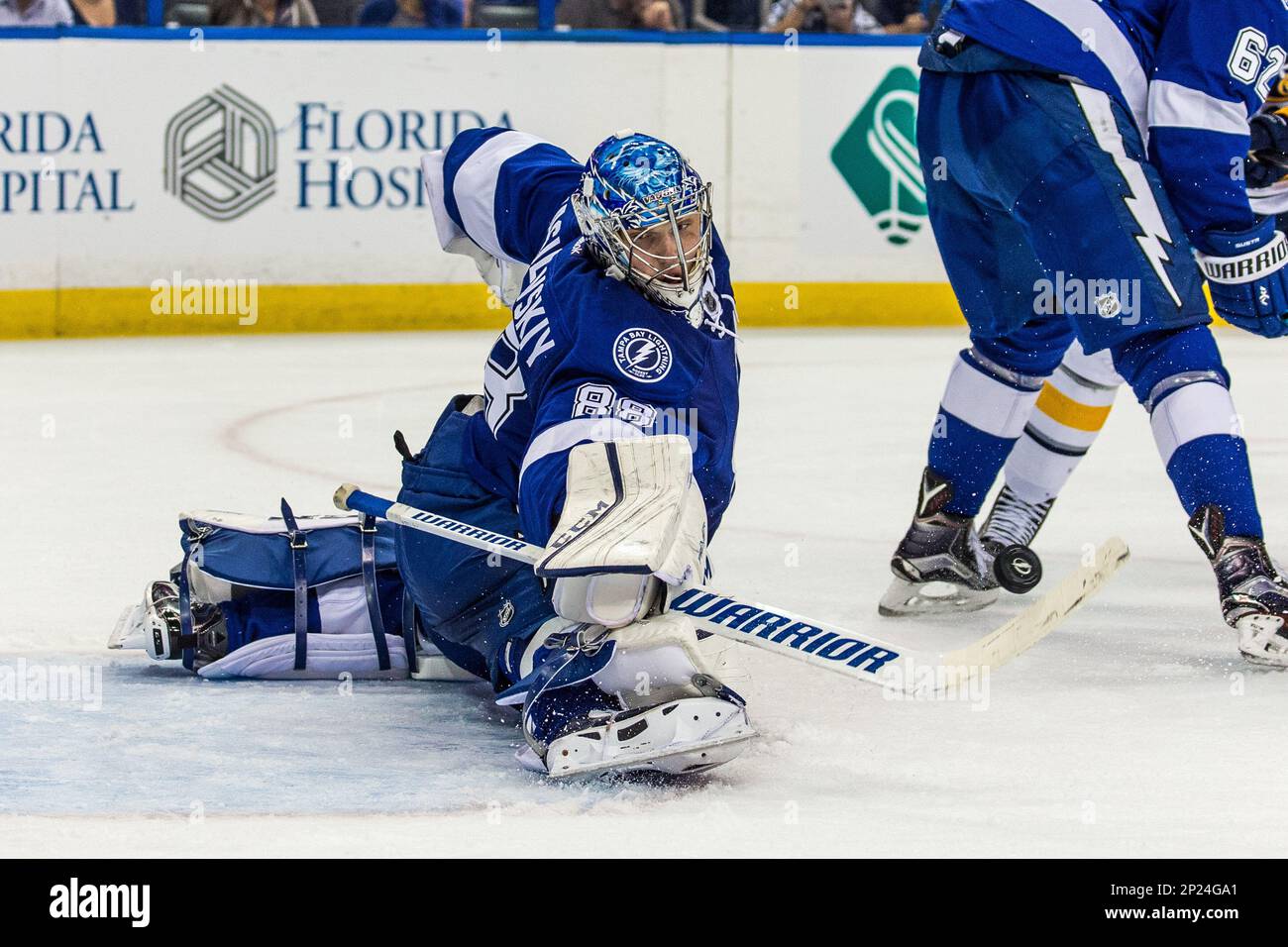 Novemebr 10, 2015: Tampa Bay Lightning goalie Andrei Vasilevskiy #88  watches for the puck in the 2nd period in the game between the Tampa Bay  Lightning & the Buffalo Sabres at Amalie