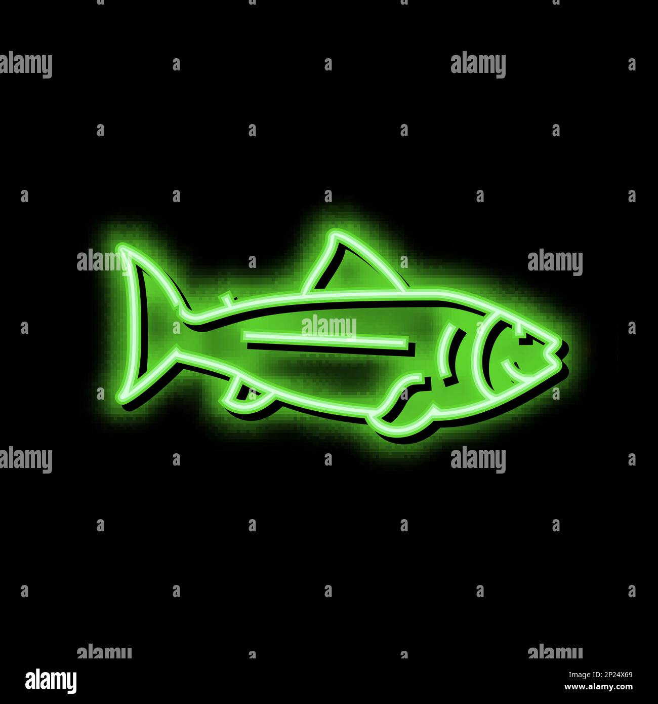 fish ocean neon glow icon illustration Stock Vector