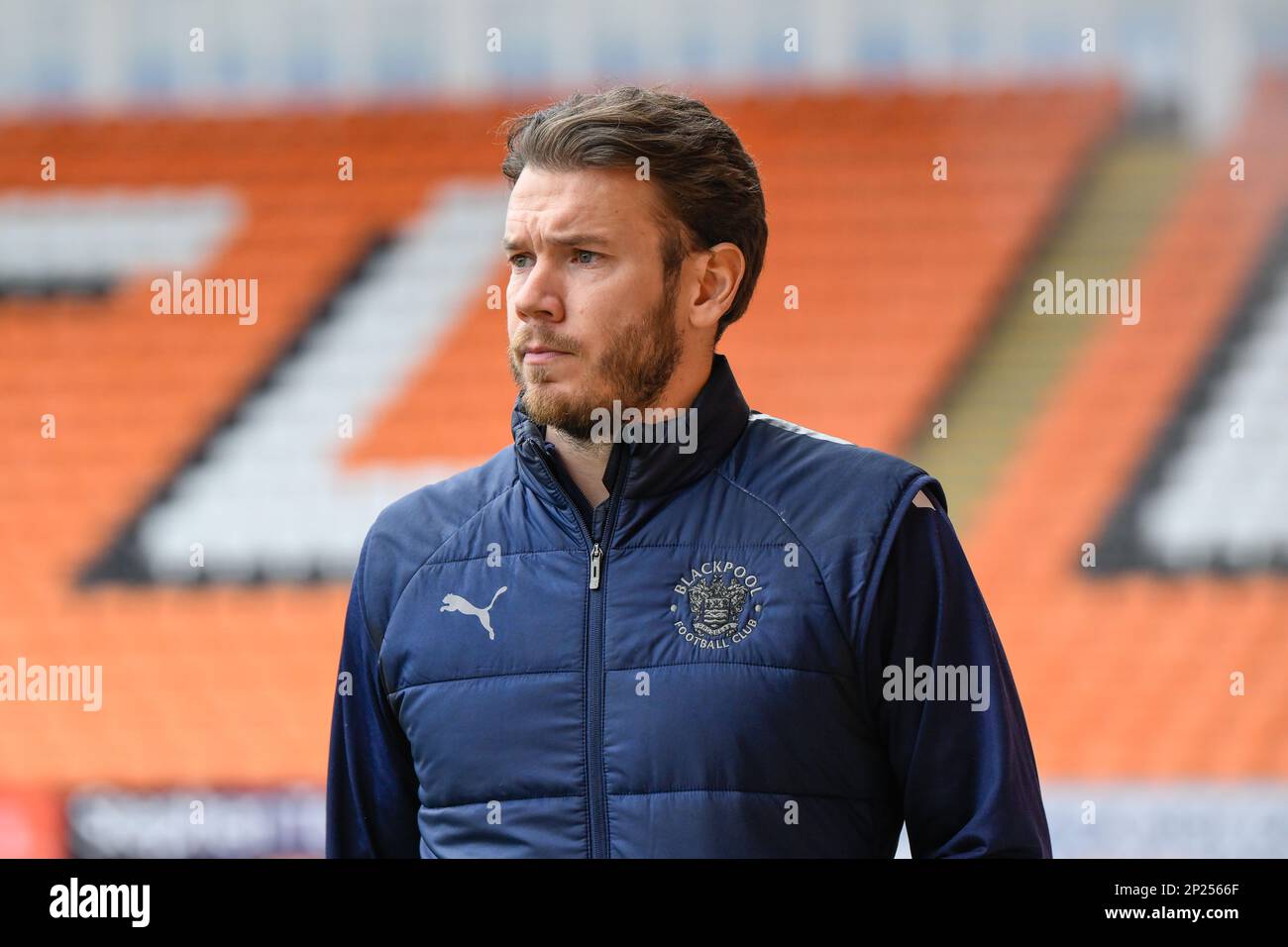 Chris Maxwell #1 of Blackpool arrives ahead of the Sky Bet Championship match Blackpool vs Burnley at Bloomfield Road, Blackpool, United Kingdom, 4th March 2023  (Photo by Craig Thomas/News Images) Stock Photo