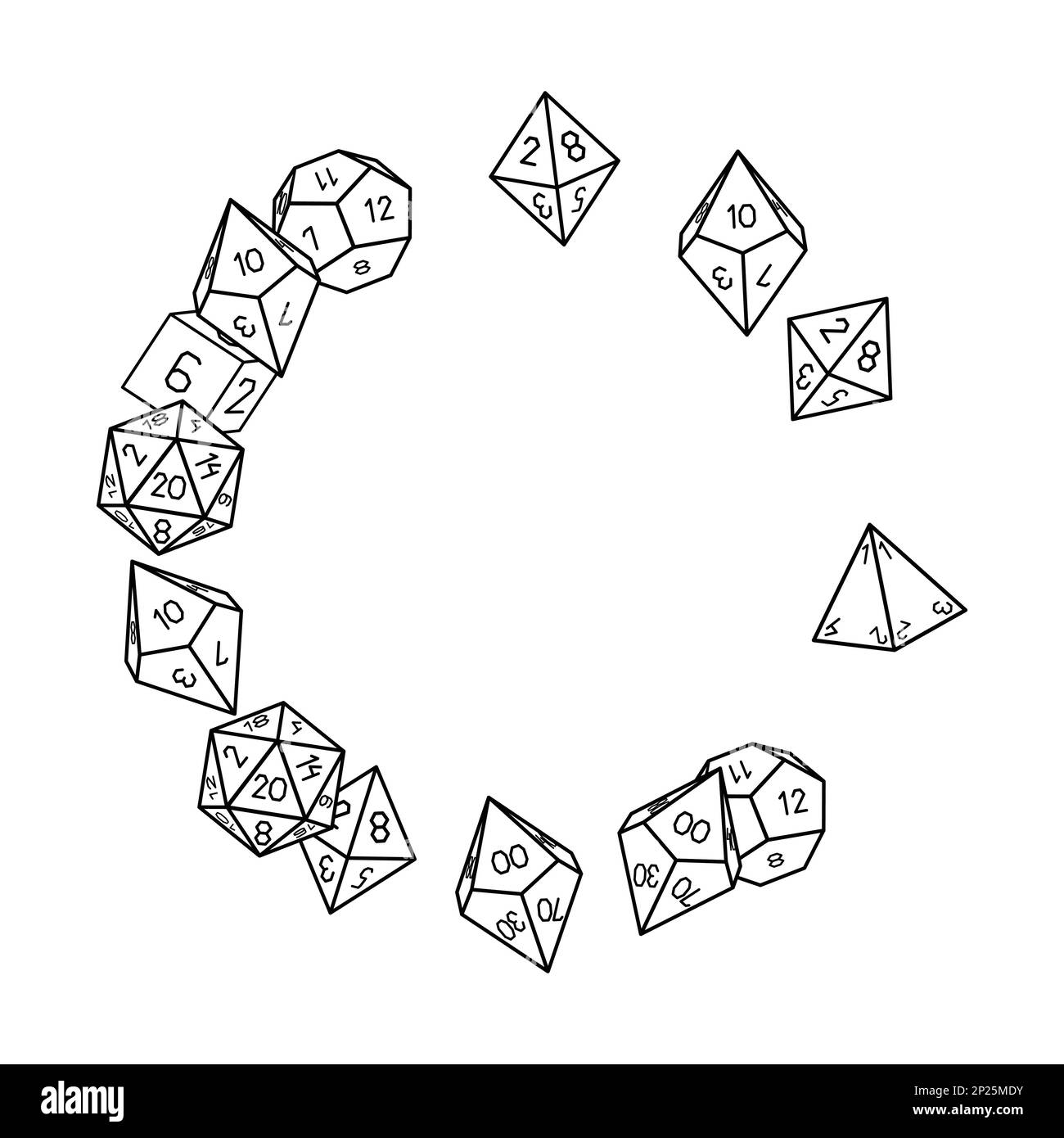 White dice frame in round shape hand drawn vector Stock Vector Image