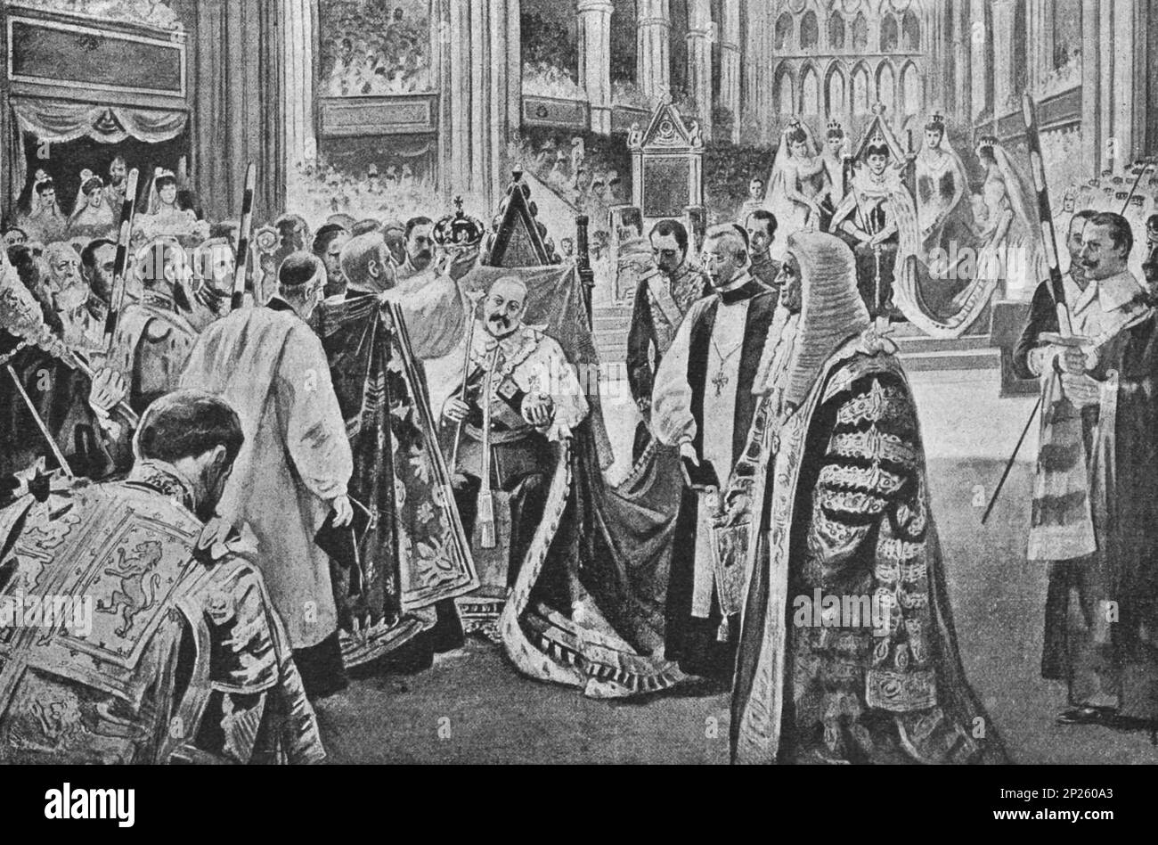 Coronation of King Edward VII of England. Illustration from 1902 Stock