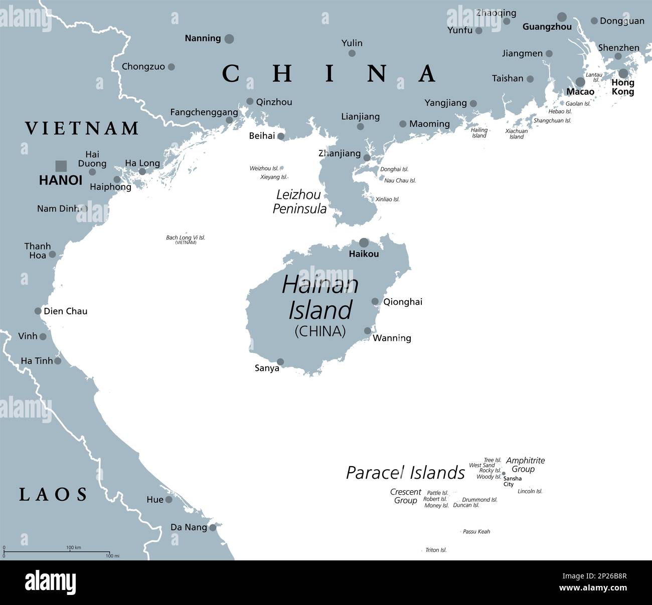 Hainan, southernmost province of China, and surrounding area, gray 