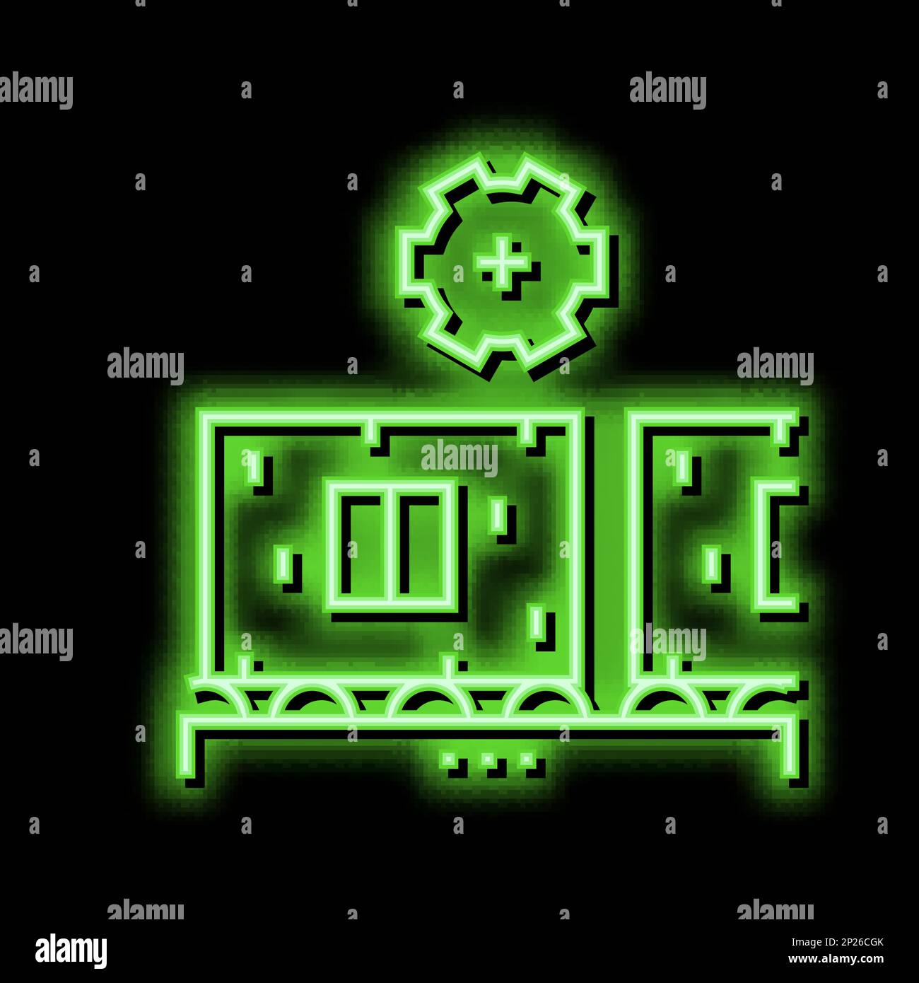 house-wall-production-neon-glow-icon-illustration-stock-vector-image