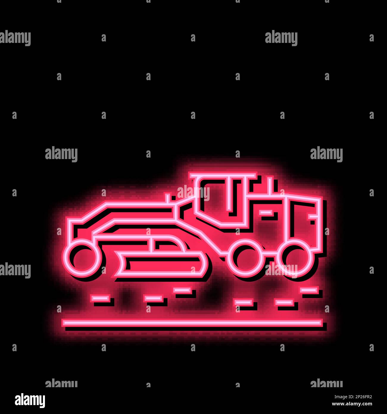 machine for road construction neon glow icon illustration Stock Vector ...