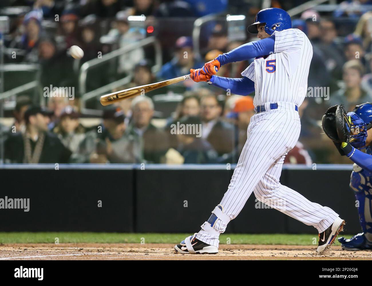 October 30, 2015: New York Mets third baseman David Wright (5) [4650] hits  a two run homer to left center field during the first inning of the Mets'  9-3 victory over the