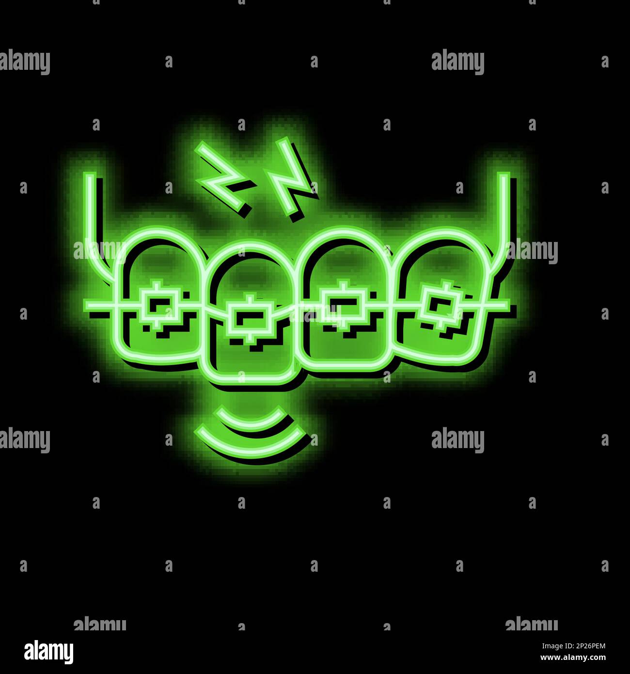 pain from tooth braces neon glow icon illustration Stock Vector Image ...