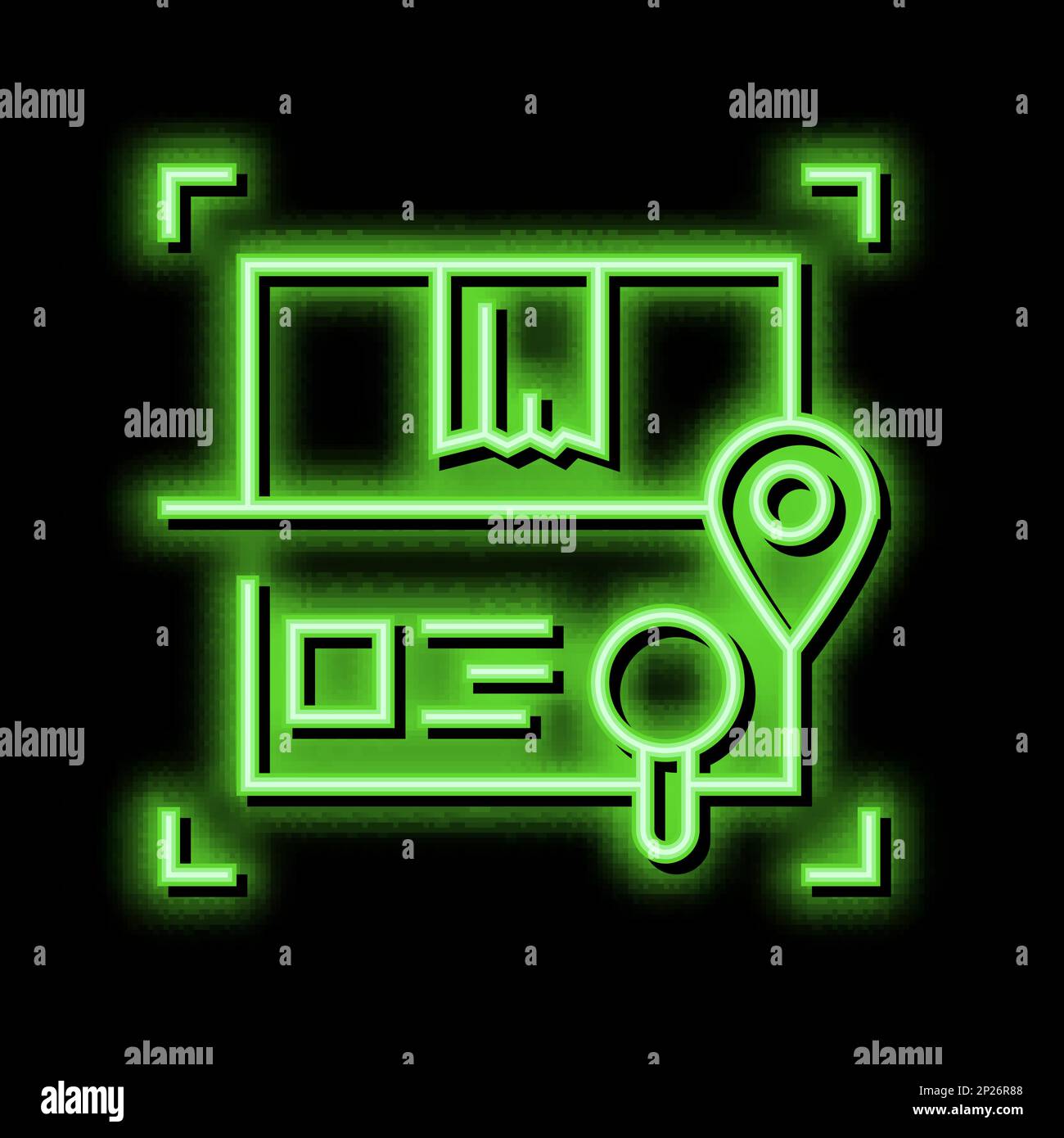 scanning and researching box neon glow icon illustration Stock Vector ...