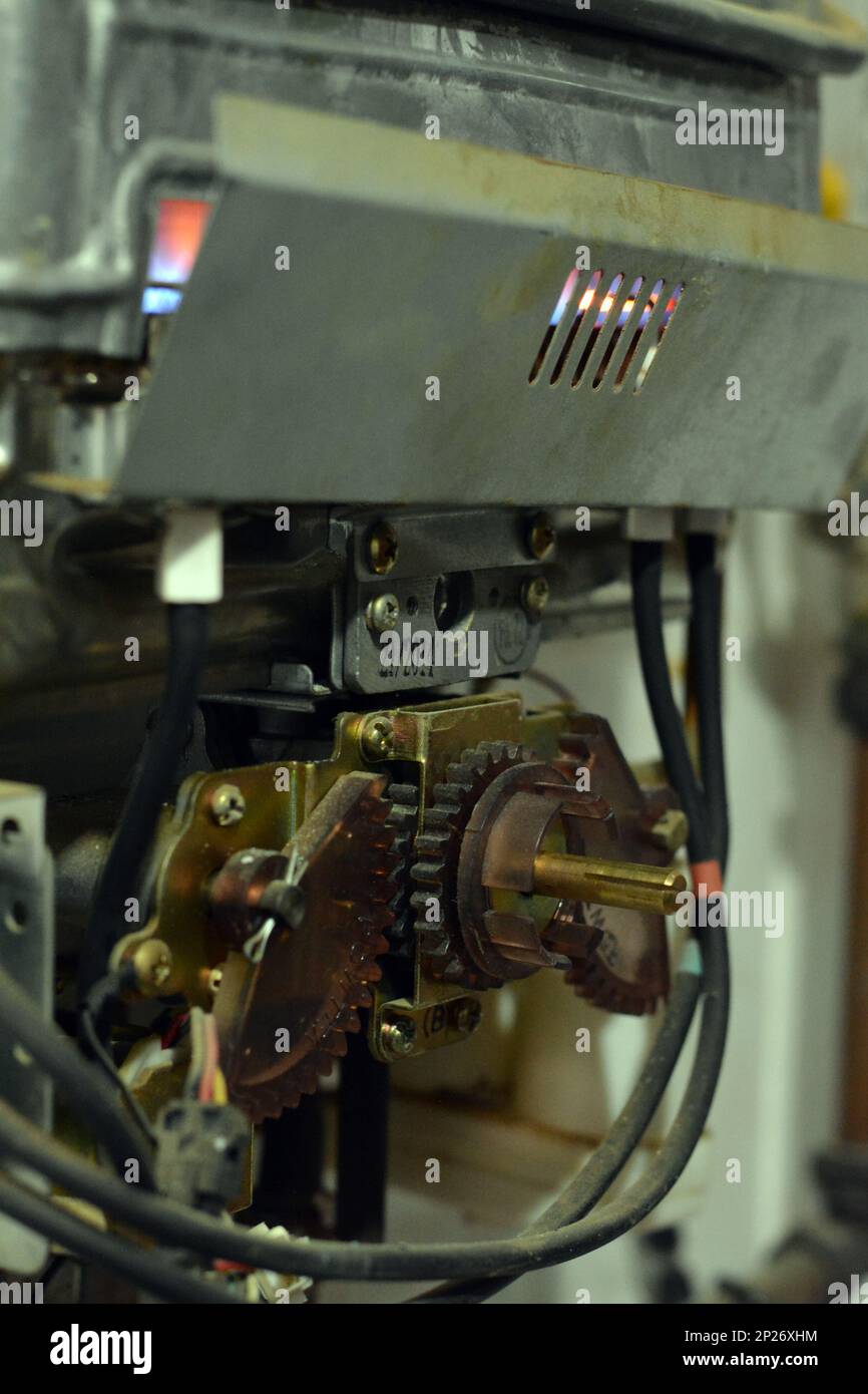 Cairo, Egypt, February 25 2023 A gas water heater is a tank that heats