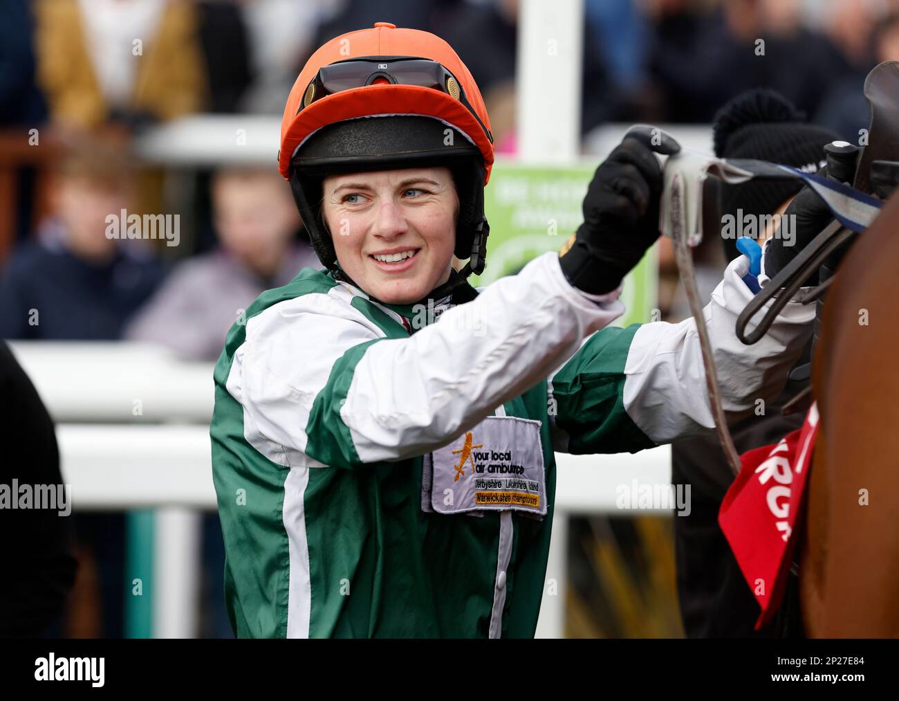 Jockey Bridget Andrews after ridding Calicop to victory in the Virgin