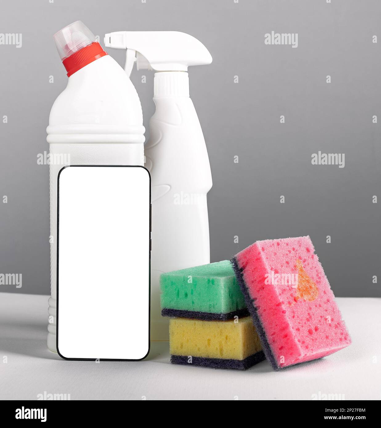 Mobile phone screen mockup for cleaning service application, display