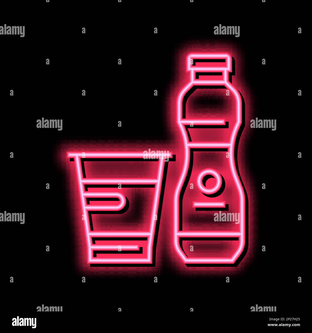 yogurt dairy product with probiotics neon glow icon illustration Stock ...