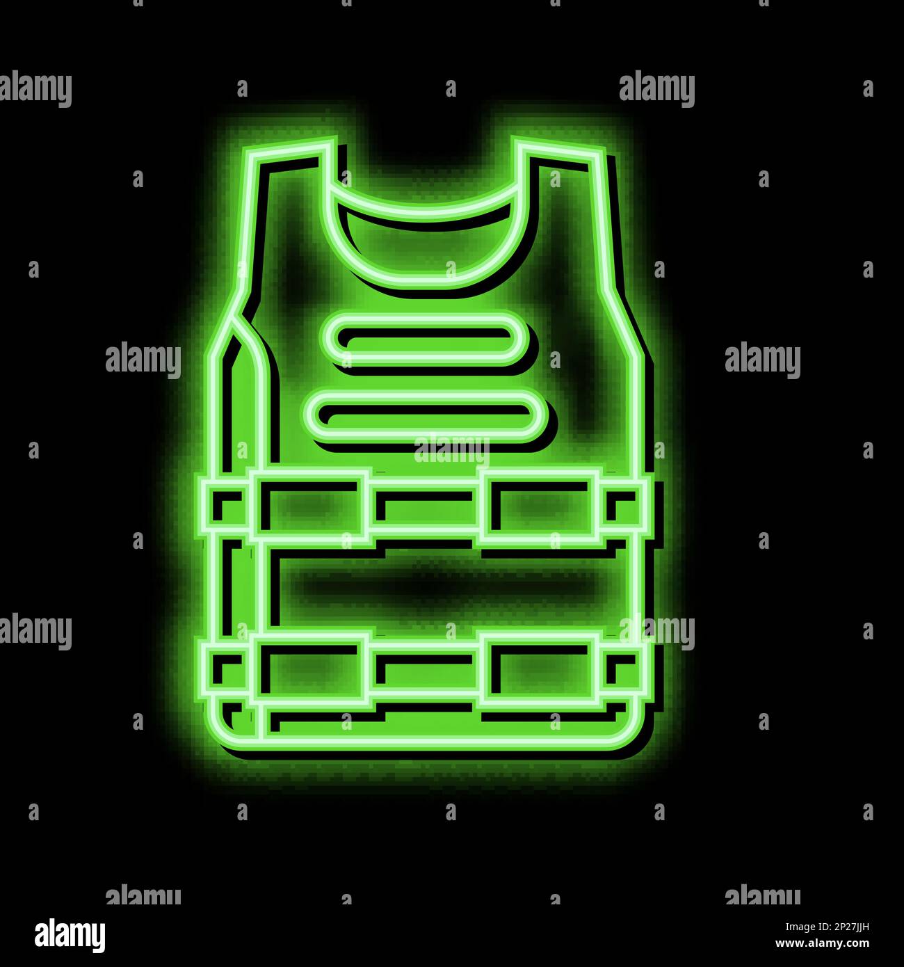 body armour protect neon glow icon illustration Stock Vector Image
