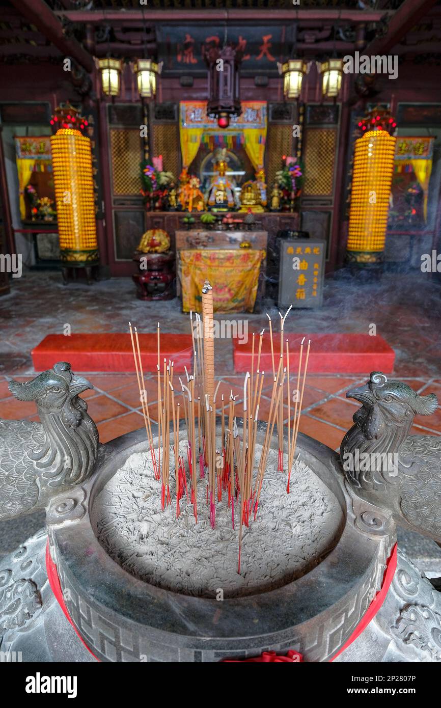 Incense sticks in the God of War Temple in Tainan, Taiwan. Stock Photo