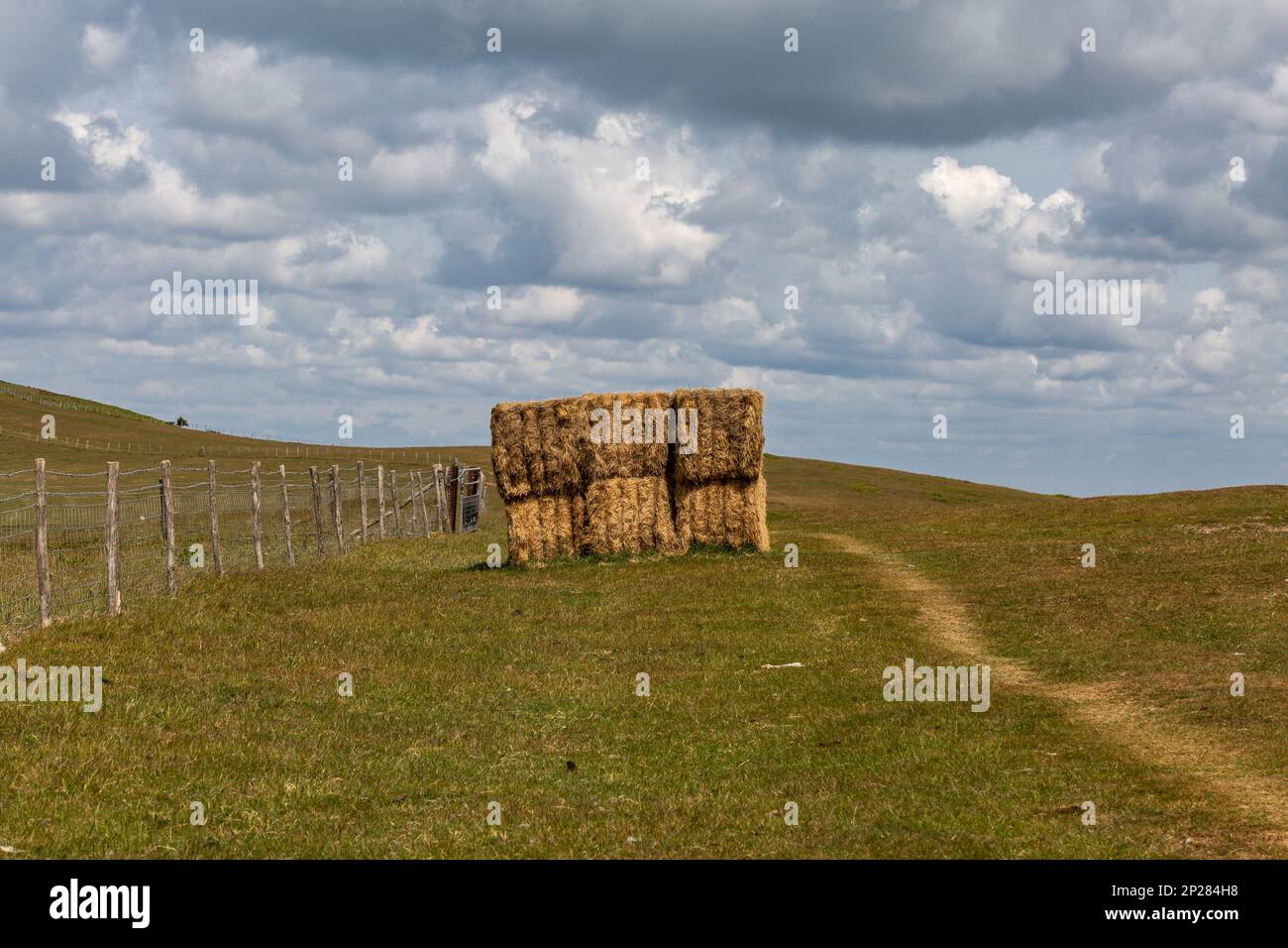 A haystack in the South Downs, near Firle Beacon Stock Photo