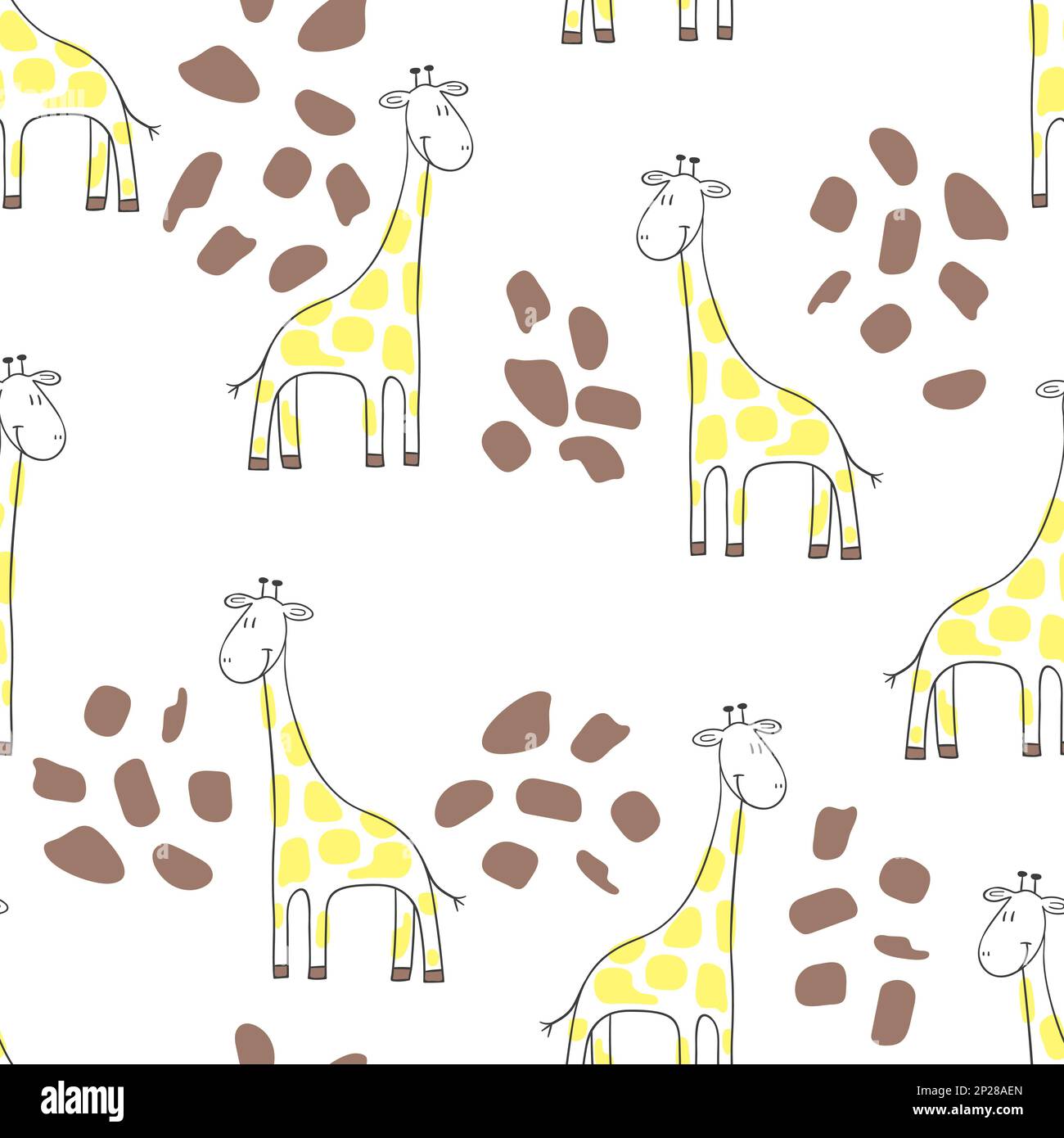 Seamless cute giraffe pattern. Vector doodle background for kid design ...