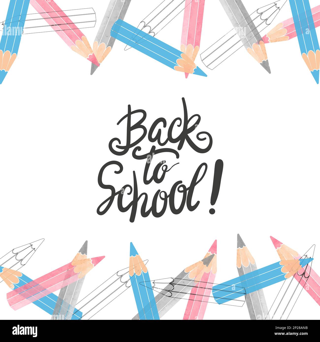 Welcome back to school vector illustration with pencils. Stock Vector