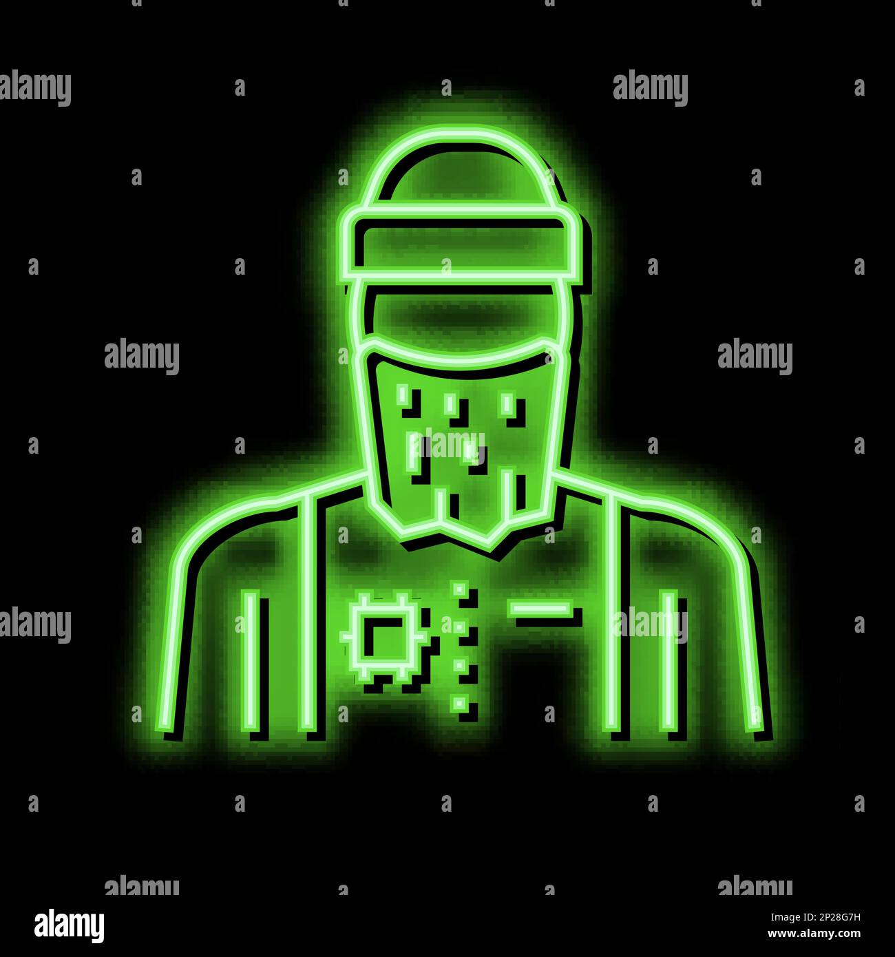 man refugee neon glow icon illustration Stock Vector