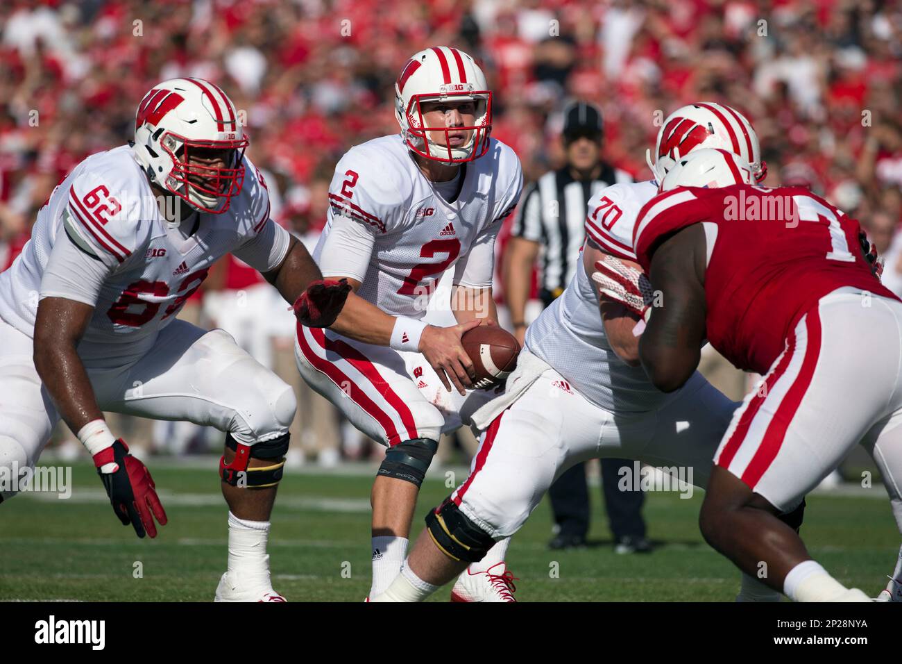 Wisconsin Badgers quarterback Joel Stave (2) drops back to pass during