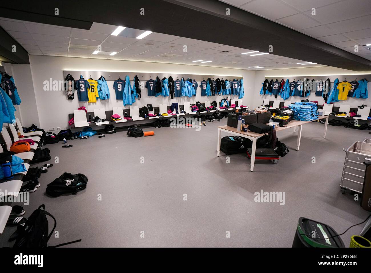 Amsterdam - The dressing room during the match between Ajax V1 v Feyenoord V1 at Johan Cruyff Arena on 4 March 2023 in Amsterdam, Netherlands. (Box to Box Pictures/Yannick Verhoeven) Stock Photo